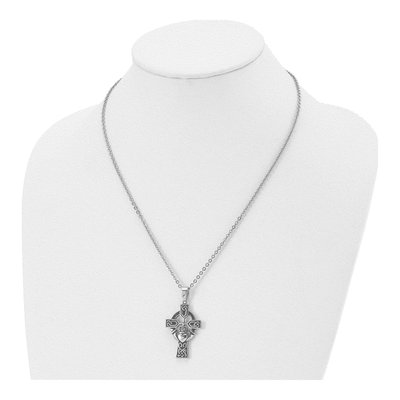 Stainless Steel Claddagh Cross Pendant Necklace – view 5