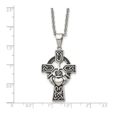 Stainless Steel Claddagh Cross Pendant Necklace – view 6