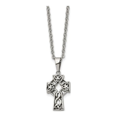 Stainless Steel Celtic Cross Pendant Necklace