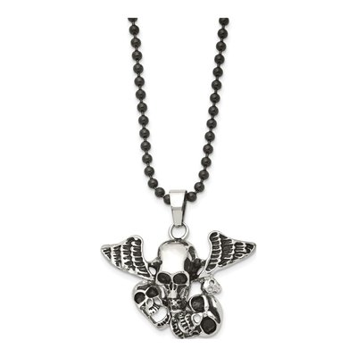 Black Stainless Steel Skulls Wings Pendant Necklace – view 4