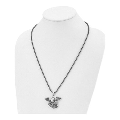 Black Stainless Steel Skulls Wings Pendant Necklace – view 5