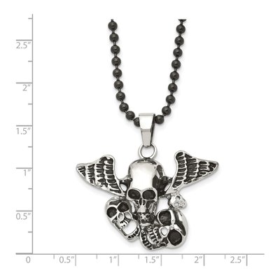 Black Stainless Steel Skulls Wings Pendant Necklace – view 6