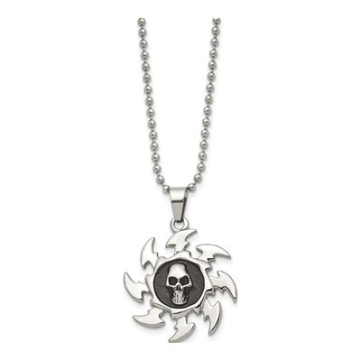 Stainless Steel Skull Saw Blade Pendant Necklace – view 4