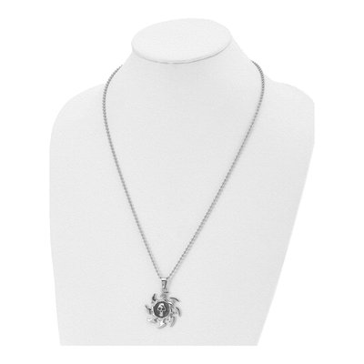 Stainless Steel Skull Saw Blade Pendant Necklace – view 5