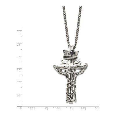 Stainless Steel Cross Crown Pendant Necklace – view 4