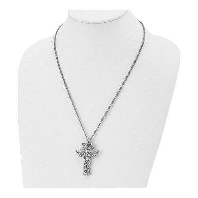 Stainless Steel Cross Crown Pendant Necklace – view 6