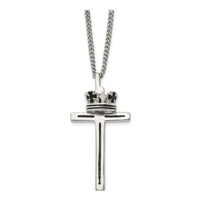 Stainless Steel Cross Crown Pendant Necklace – view 8