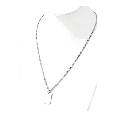 Stainless Steel Dog Tag Curb Pendant Necklace – view 5