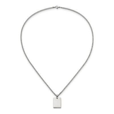 Stainless Steel Dog Tag Curb Pendant Necklace – view 6