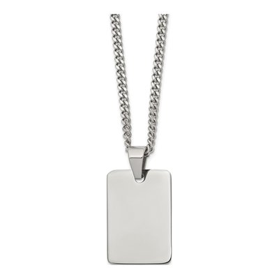 Stainless Steel Dog Tag Curb Pendant Necklace
