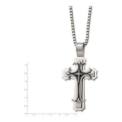 Stainless Steel Black Enamel Cross Pendant Necklace – view 4