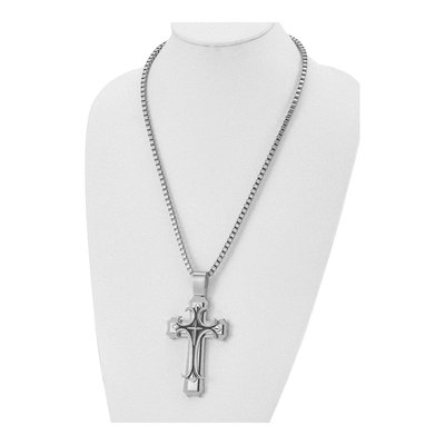 Stainless Steel Black Enamel Cross Pendant Necklace – view 5