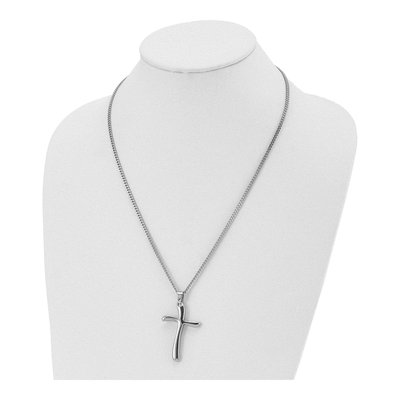Stainless Steel Wavy Cross Pendant Necklace – view 5