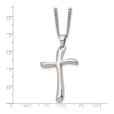 Stainless Steel Wavy Cross Pendant Necklace – view 6