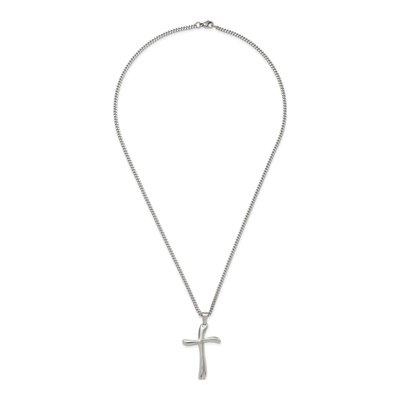 Stainless Steel Wavy Cross Pendant Necklace – view 7
