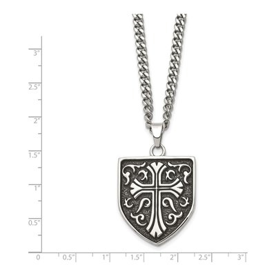 Stainless Steel Cross Shield Pendant Necklace – view 4