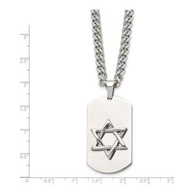 Stainless Steel Star of David Dog Tag Necklace – view 4