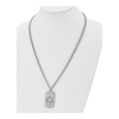 Stainless Steel Star of David Dog Tag Necklace – view 5
