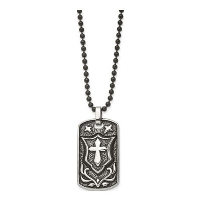 Black Stainless Steel Cross Dog Tag Pendant Necklace – view 4