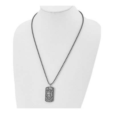 Black Stainless Steel Cross Dog Tag Pendant Necklace – view 5