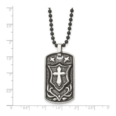 Black Stainless Steel Cross Dog Tag Pendant Necklace – view 6