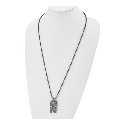 Stainless Steel Agate Cross Dog Tag Pendant Necklace – view 5