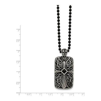 Stainless Steel Agate Cross Dog Tag Pendant Necklace – view 6