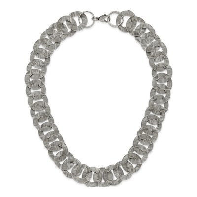 Stainless Steel Circle Link Pendant Necklace – view 7