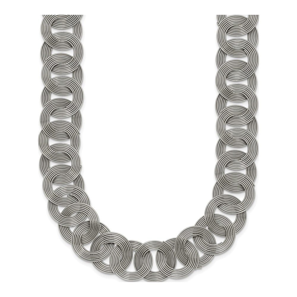 Stainless Steel Circle Link Pendant Necklace