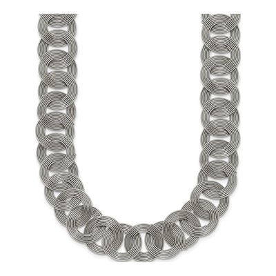 Stainless Steel Circle Link Pendant Necklace
