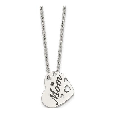 Stainless Steel Enamel Mom Heart Pendant Necklace