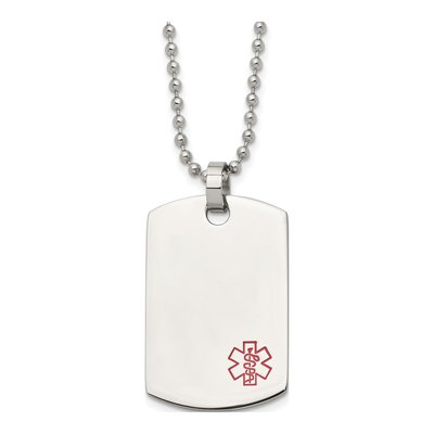 Stainless Steel Medical ID Dog Tag Necklace