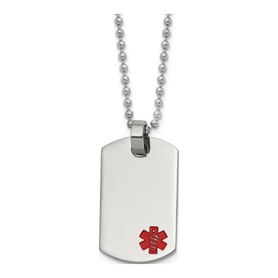 Stainless Steel Medical ID Dog Tag Necklace