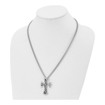 Stainless Steel Cross Curb Pendant Necklace – view 5