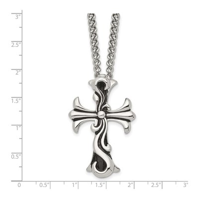 Stainless Steel Cross Curb Pendant Necklace – view 6