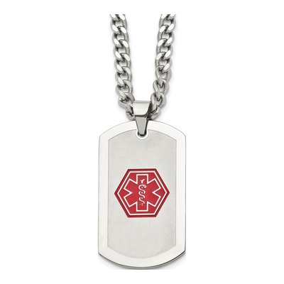 Stainless Steel Medical ID Dog Tag Necklace