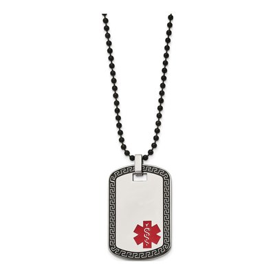 Black Stainless Steel Medical ID Dog Tag Necklace – view 4