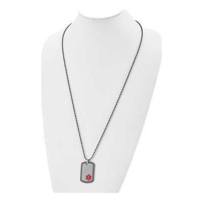 Black Stainless Steel Medical ID Dog Tag Necklace – view 5