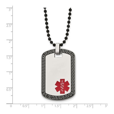 Black Stainless Steel Medical ID Dog Tag Necklace – view 6