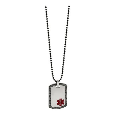 Black Stainless Steel Medical ID Dog Tag Necklace – view 7