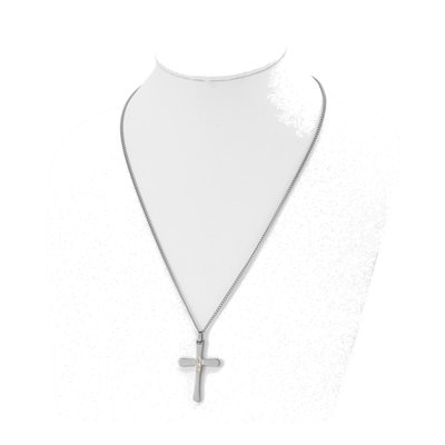 Stainless Steel & 14K Gold 1/15 ct tw Diamond Cross Necklace – view 5