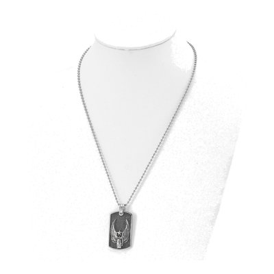 Black Stainless Steel Grenade Dog Tag Pendant Necklace – view 4