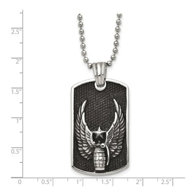 Black Stainless Steel Grenade Dog Tag Pendant Necklace – view 5