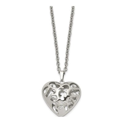 Stainless Steel Puffed Heart Pendant Necklace – view 4