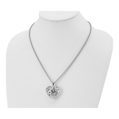 Stainless Steel Puffed Heart Pendant Necklace – view 5
