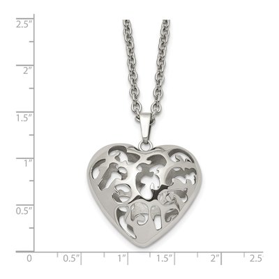 Stainless Steel Puffed Heart Pendant Necklace – view 6