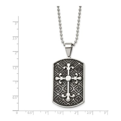 Stainless Steel Cross Dog Tag Pendant Necklace – view 4