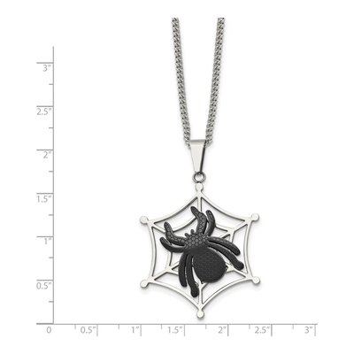 Black Stainless Steel Black Spider Web Pendant Necklace – view 4