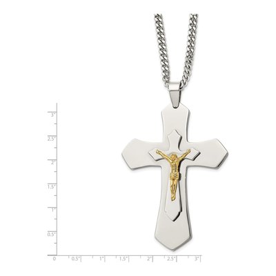 Stainless Steel IP Crucifix Pendant Necklace – view 4