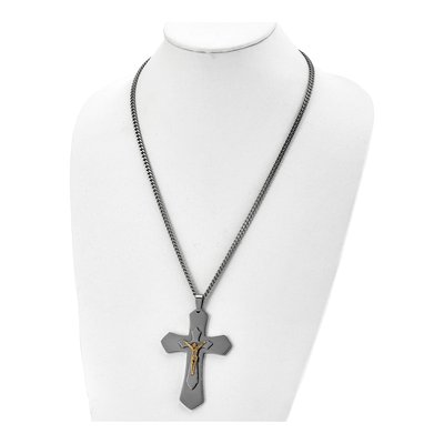 Stainless Steel IP Crucifix Pendant Necklace – view 5